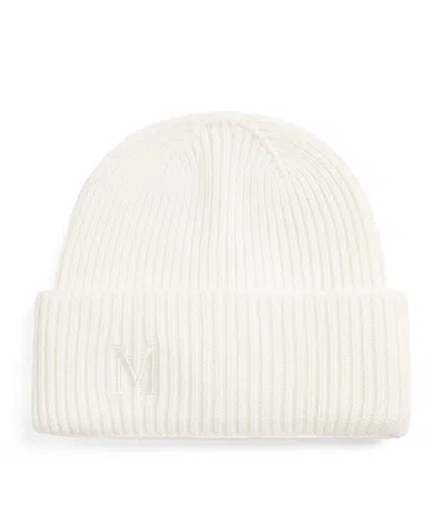 Max Mara Cashmere Embroidered Beanie In White