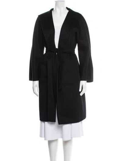Pre-owned Max Mara Cashmere Faux Fur Coat In Black