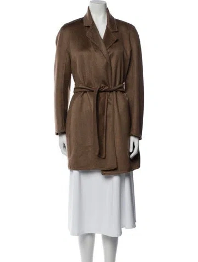 Pre-owned Max Mara Cashmere Faux Fur Coat In Brown
