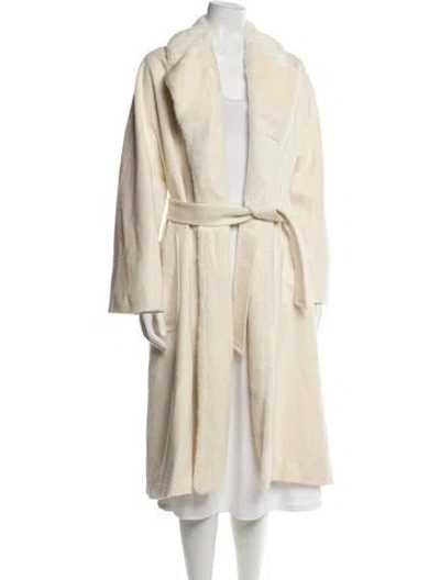 Pre-owned Max Mara Cashmere Faux Fur Coat In Neutral
