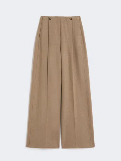 Max Mara Cashmere Flannel Trousers In Brown