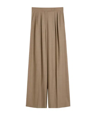 Max Mara Cashmere Foulé Trousers In Brown