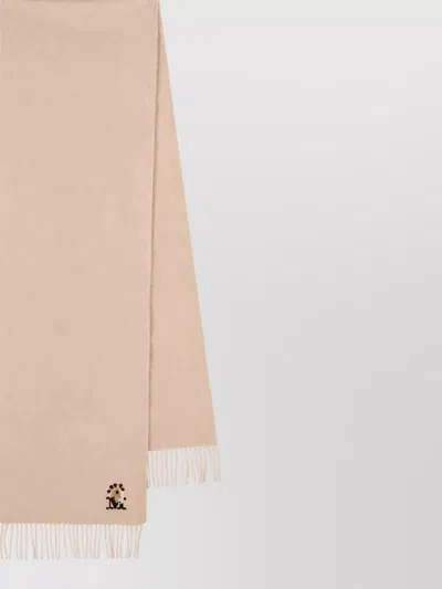 Max Mara Cashmere Fringed Scarf In Neutral