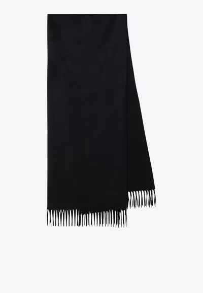 Max Mara Cashmere Fringed Scarf In Black