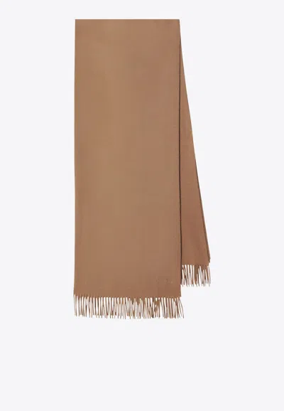 Max Mara Cashmere Fringed Scarf In Brown