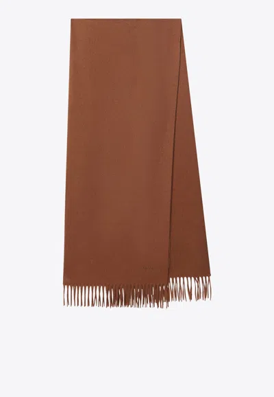 Max Mara Cashmere Fringed Scarf In Brown