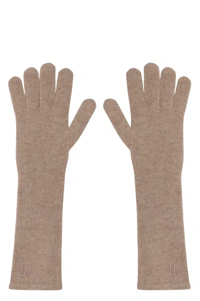 Max Mara Cashmere Gloves In Metallic