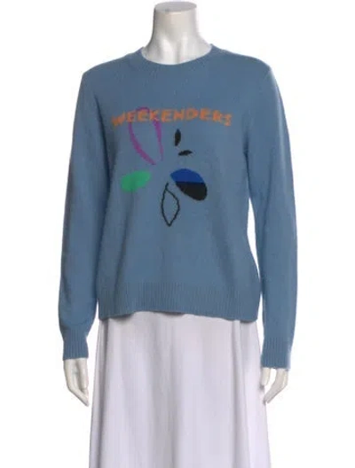 Pre-owned Max Mara Cashmere Graphic Print Sweater W/ Tags In Blue