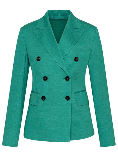 MAX MARA CASHMERE GREEN COTTON BLEND ZIRLO BLAZER JACKET