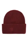 Max Mara Mmretina Ribbed-initial Beanie Hat In Burgundy