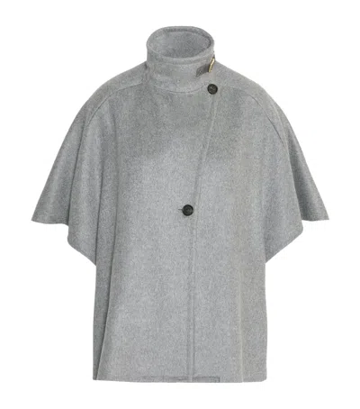 Max Mara Cashmere High-neck Cape Jacket In Grey