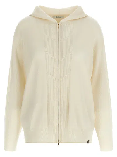 Max Mara Cashmere Hooded Cardigan In Ivory