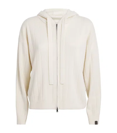 Max Mara Cashmere Hooded Cardigan In White