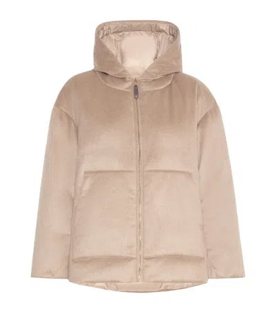 Max Mara Cashmere Hooded Jacket In Neutral