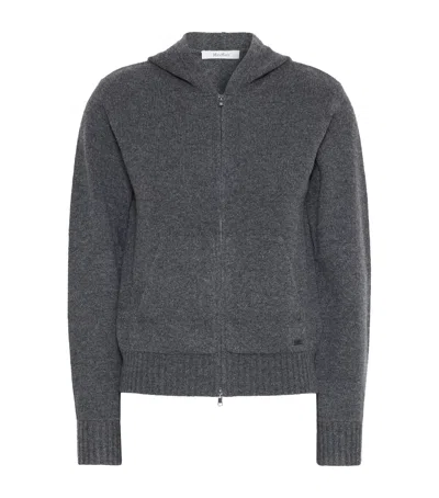 Max Mara Cashmere Hooded Zip-up Cardigan In Gray
