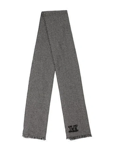 Pre-owned Max Mara Cashmere Houndstooth Print Scarf W/ Tags In Black