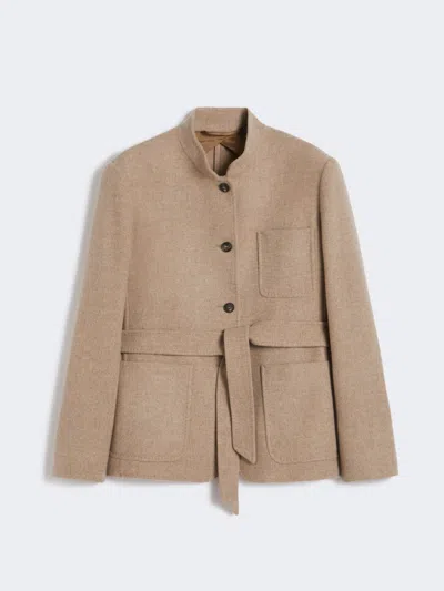 Max Mara Cashmere Jacket With Belt In Neutral