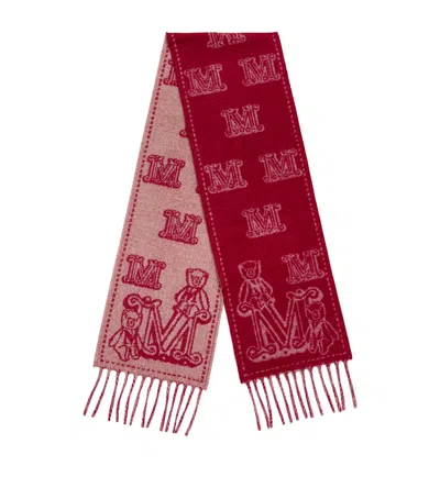 Max Mara Cashmere Jacquard Monogram Scarf In Red