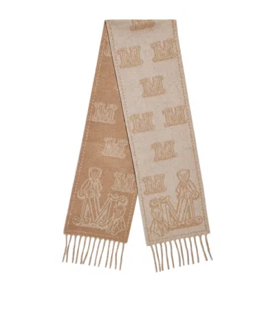 Max Mara Cashmere Jacquard Scarf In Beige