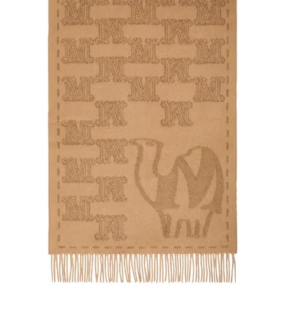 Max Mara Cashmere Jacquard Scarf In Brown