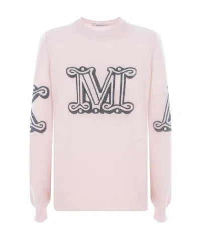 Max Mara Cashmere Logo Pullover In Pink