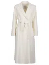 Max Mara Virgin Wool Belted Coat In White