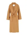 Max Mara Cashmere Long-sleeved Lapel Coat In Brown