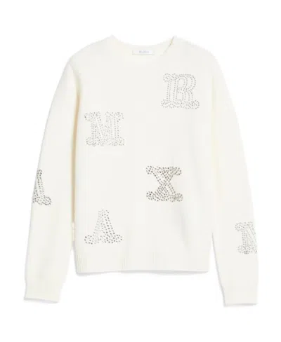 Max Mara Cashmere Long-sleeved Sweater In White
