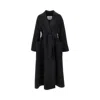 Max Mara Long Belted Jacket Lapel Collar Pockets In Black