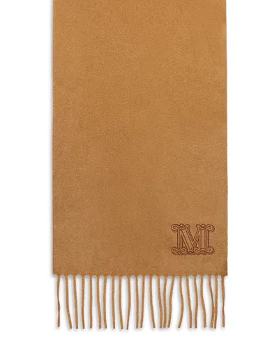 Max Mara Cashmere M Monogram Fringe Stole In Brown