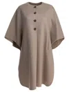 Max Mara Cashmere Midi Length Cape Featuring Pockets In Brown