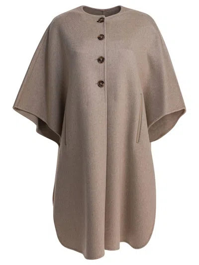 MAX MARA CASHMERE MIDI CAPE COATS BEIGE