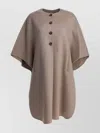 Max Mara Cashmere Midi Length Cape Featuring Pockets In Pink