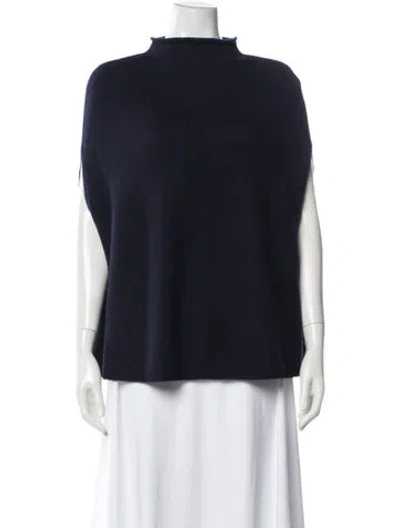 Pre-owned Max Mara Cashmere Mock Neck Sweater In Blue