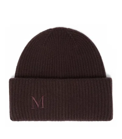 Max Mara Cashmere Monogram Beanie In Brown