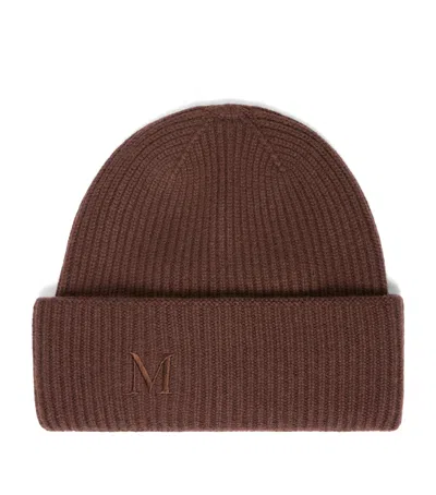 Max Mara Cashmere Monogram Beanie In Burgundy