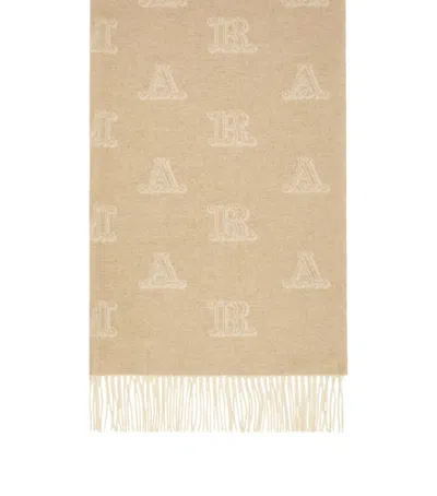 Max Mara Cashmere Monogram Scarf In Beige