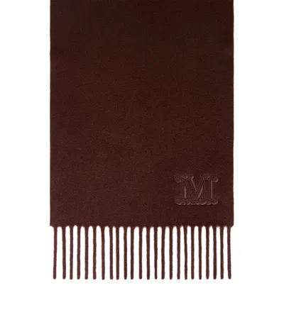 Max Mara Cashmere Monogram Scarf In Burgundy