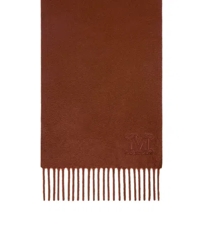 Max Mara Cashmere Monogram Scarf In Burgundy