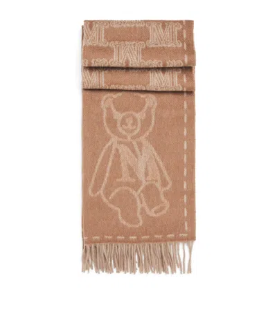 Max Mara Cashmere Monogram Scarf In Gold