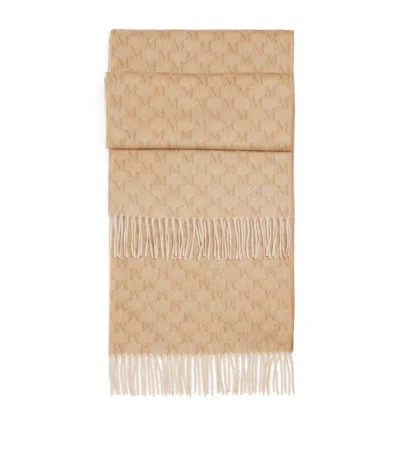 Max Mara Cashmere Monogram Scarf In Gold