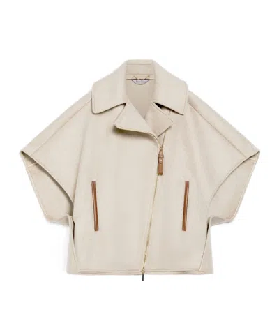 Max Mara Cashmere Motorcycle Cloak In Nude