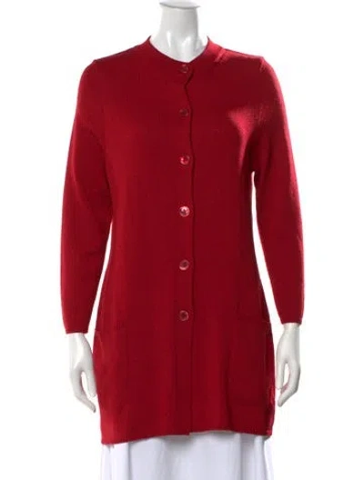 Pre-owned Max Mara Cashmere Open Front Sweater In Red
