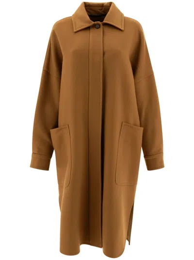 Max Mara Baruffa Oversized Cashmere Coat In Brown