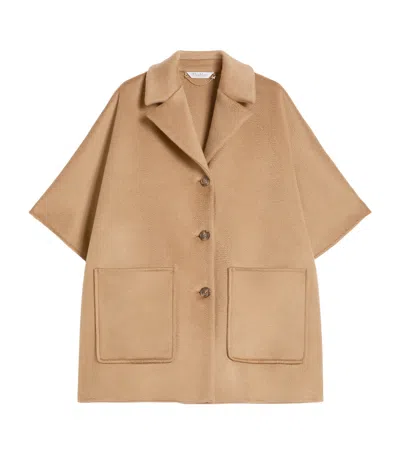 Max Mara Cashmere Oversized Cape In Beige