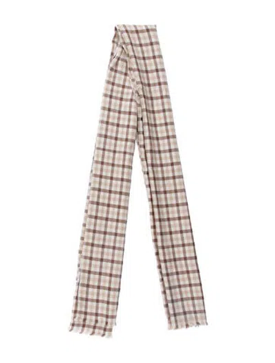 Pre-owned Max Mara Cashmere Plaid Print Scarf In Neutrals