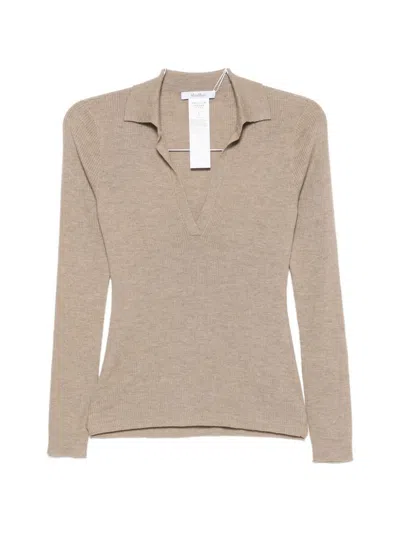 Max Mara Cashmere Polo Shirt In Neutral