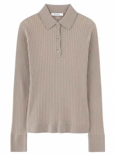 Max Mara Cashmere Polo Shirt In Neutral