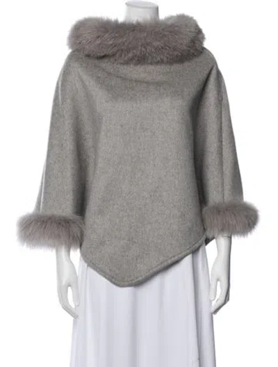 Pre-owned Max Mara Cashmere Poncho In Gray
