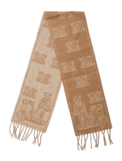 Pre-owned Max Mara Cashmere Printed Scarf W/ Tags In Neutral